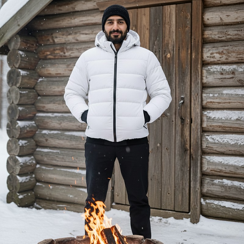 کاپشن بادی سفید مردانه مدل Arshan-سفید