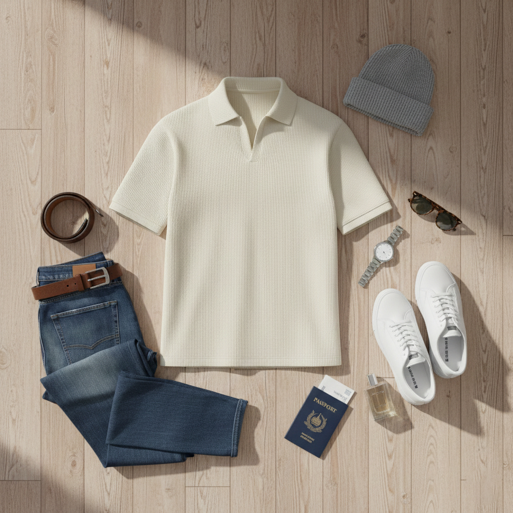 تیشرت میله ای یقه دار tavar-سفید