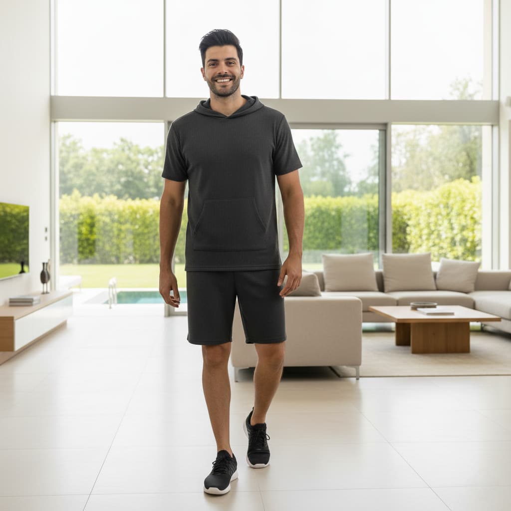 ست هودی و شلوارک مراکشی مردانه Morocco-طوسی تیره